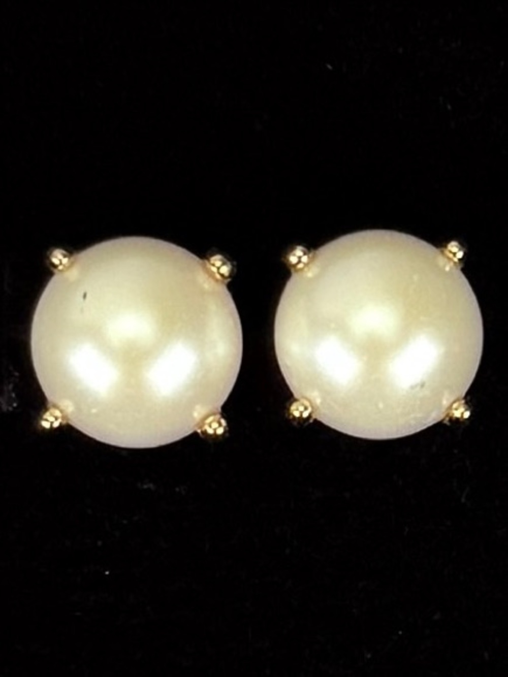 Classic Goldtone Faux Pearl Stud Pierced Earrings
